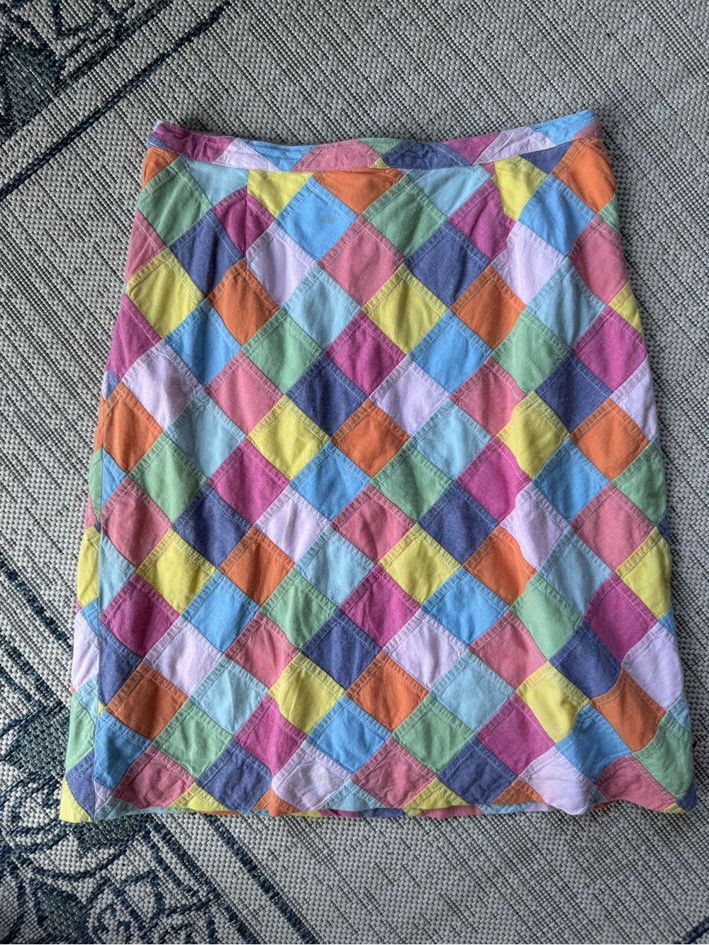 Brooks Brothers Women’s 100% Cotton Pastel Madras Patchwork  Skirt Size 6 Read